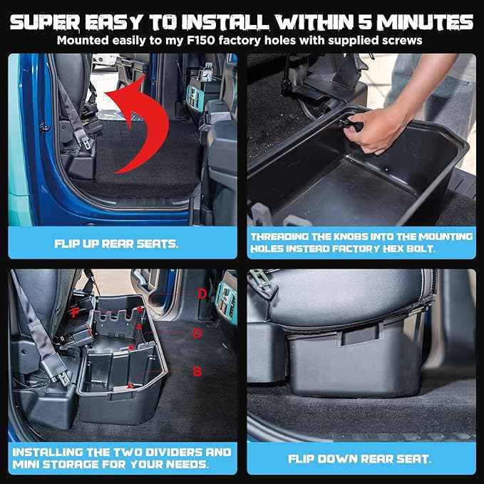 Underseat Storage Compatible with Ford F150(2015-2026)&Super Duty(2017-2026) SuperCrew/Crew Cab, Upgraded Rear Under Seat Organizer Cargo Box for F-150 F250 F350 F450 F550