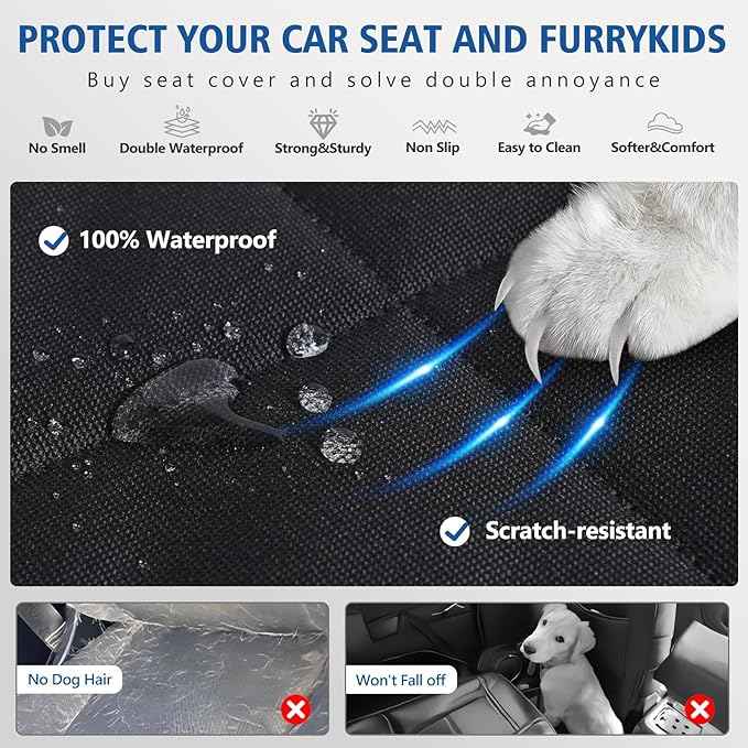 XL Truck Back Seat Extender for Dogs with Soft Blanket, Trucks Dog Seat Cover Back Seat Supports 400lbs, Hard Bottom Pet Seat Covers for Trucks, Waterproof Dog Hammock for Crew Cab Truck Black