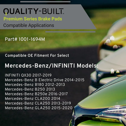 Premium Semi-Metallic Front Brake Pads (1001-1694M) Compatible with 2012-2020 INFINITI/Mercedes-Benz (B Electric Drive/B180/B250/B250e/CLA200/CLA250/GLA250/QX30)