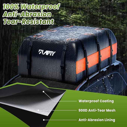 21 Cubic Feet Car Rooftop Cargo Bag Carrier, Soft Roof Top Luggage Bag for All Vechicles with/Without Rack - with Waterproof Zip, Anti-Slip Mat, Luggage Lock, Storage Bag, Door Hooks