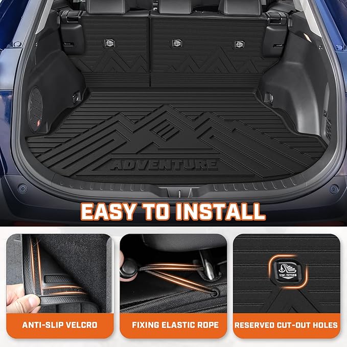 Mixsuper Floor Mat & Cargo Liner for Toyota RAV4 2019-2025(Hybrid & Gas),All Weather Floor Liner and Cargo mat with Backrest Protectors and Door Sill Guards RAV4 Accessories,Full Set Car Mats,Black