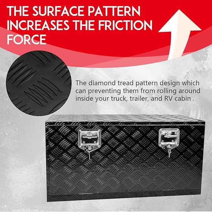 36" x 18" x 18" Truck Tool Box Pickup Truck Bed Toolbox Heavy Duty Aluminum Underbody Truck Box Compatible With RV Trailers Storage Organizer with Lock & Keys Black