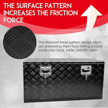 36" x 18" x 18" Truck Tool Box Pickup Truck Bed Toolbox Heavy Duty Aluminum Underbody Truck Box Compatible With RV Trailers Storage Organizer with Lock & Keys Black