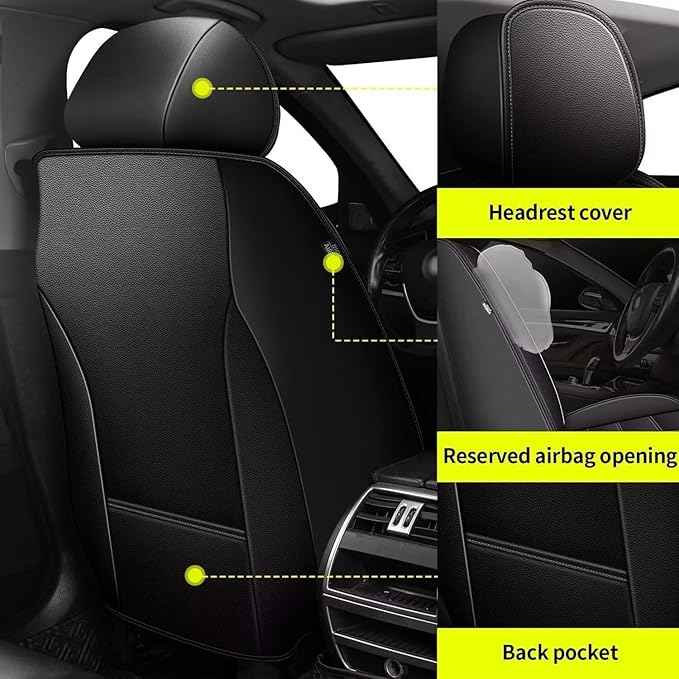 Car Seat Covers Full Set Fit for Hyundai Palisade 2020-2025 2026: 5 Seats Auto Interior Accessories, Faux Leather Waterproof Seat Cushions Vehical Cover (Black)