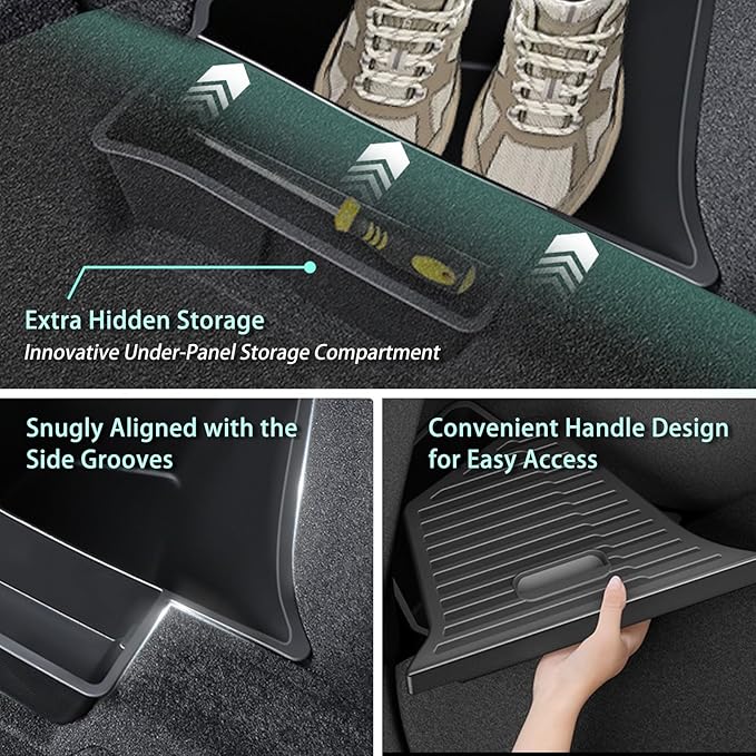 Trunk Storage Bins Trunk Organizer Designed for 2025 2026 Tesla Model Y Juniper 5-Seater, 2PCS Large-Capacity Rear Side Storage Boxes with Under-Panel Compartment for Model Y Juniper Accessories
