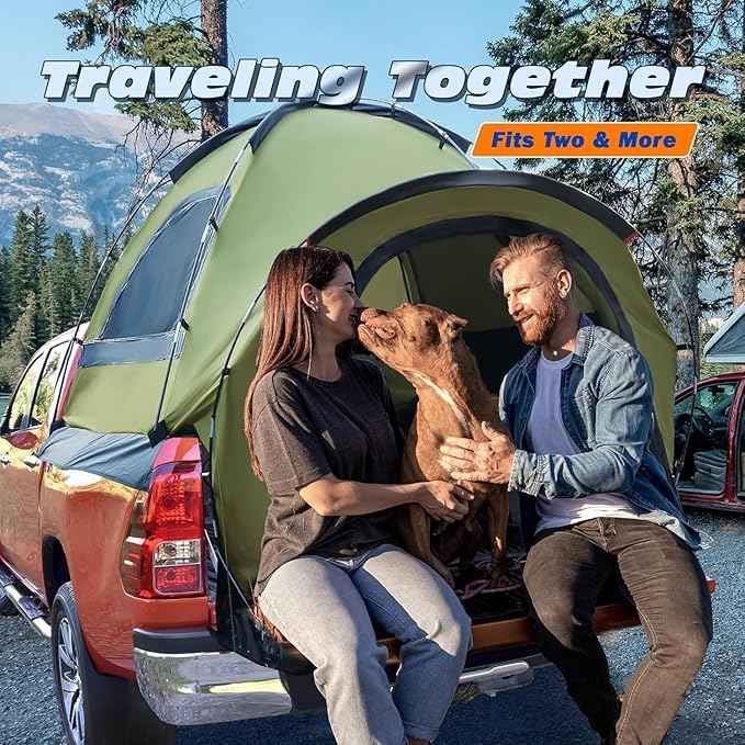 Truck Bed Tent, Waterproof PU3000mm Pickup Truck Tent for Camping Bed, 2-3 Person Sleeping Truck Tent, Portable for Car Camping