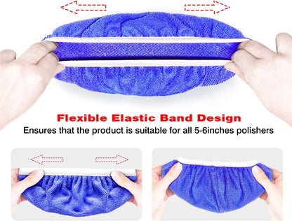 9 to 10 Inch Car Polisher Pad Bonnet, 15Pcs Car Polishing Bonnet Buffing Pads, 10*Microfiber+5*Woollen
