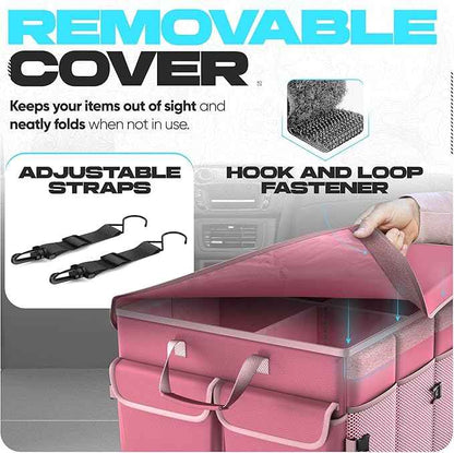 FORTEM Trunk Organizer with Cooler For SUV Car Trunk, Foldable Storage, Car Accessories for Women Men, Collapsible Bag, Perfect Christmas Gifts, 600D Oxford, Non Slip Bottom, Straps, Soft Cover (105L)