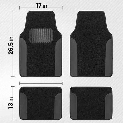 BDK PolyPro Black/Gray Car Seat Covers Full Set with Matching Carpet Floor Mats - Automotive Seat Covers for Cars Trucks SUV - Includes Split Bench Rear Seat Cover - Interior Car Accessories