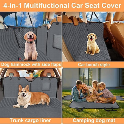 Mancro Dog Car Seat Cover for Back Seat, 2026 Upgraded 600D Heavy Duty Waterproof & Scratch-Resistant Dog Hammock for Car, Back Seat Pet Cover for Dogs with Sedan, Trucks and SUVs, Standard, Grey