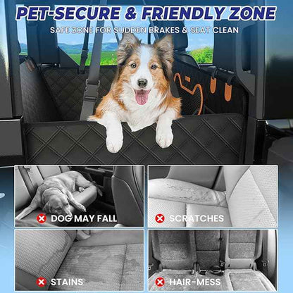 Truck Dog Seat Cover for Back Seat, Hard Bottom Dog Hammock Support to 450 lbs, Waterproof & Scratch-Proof Pet Bed Extender for Full Size Crew Cab Truck SUVs F150/RAM1500/Silverado, Black