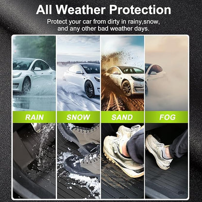 Floor Mats for 2025 2026 Tesla Model Y Juniper, 8PCS All Weather Full Set Cargo Liners Accessories, 3D TPE Odorless Floor Mat Trunk Frunk Rear Well Mats Custom for 5-Seater(Not Fit 7Seat)