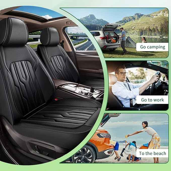 YORKENIC Fit for Chevrolet Chevy Impala Seat Covers Front Set 2009-2020: Breathable Leather Car Seat Covers Compatible Airbag (2 Front Set, Black)
