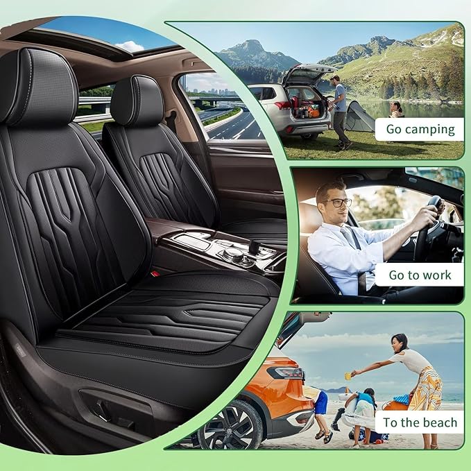 YORKNEIC Fit for Chevrolet Chevy Trax Seat Covers 2024 2025 2026 Faux Leather Waterproof Full Car Seat Covers Automotive Seat Protectors Cushions with Airbag Compatible (5 Full Set, Black)