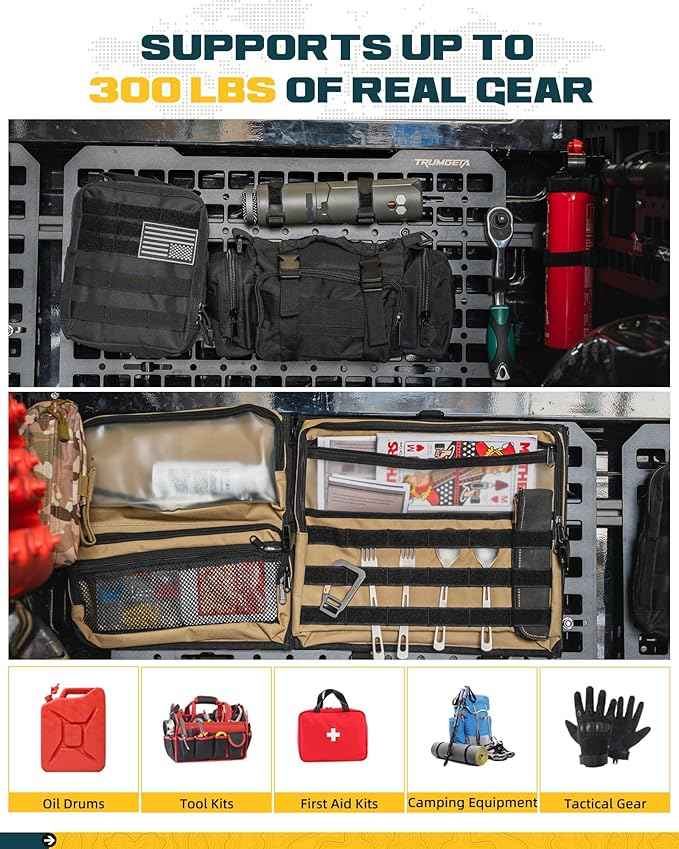 Front Bed MOLLE Panel Fit for 5 Feet Jeep Gladiator 2019-2026 Truck Storage Organizer System