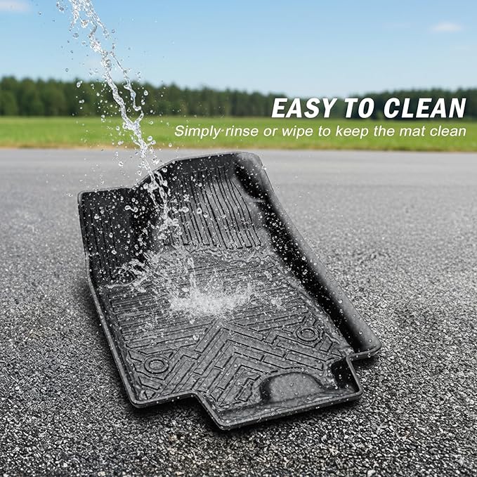 KUST Floor Mats for 1980-1996 Ford F-150/Bronco, for 1980-1997 F-250/F-350, All Weather Floor Liners Bronco Accessories Car Mats TPE Rubber High Edge, Front Side 2PCS