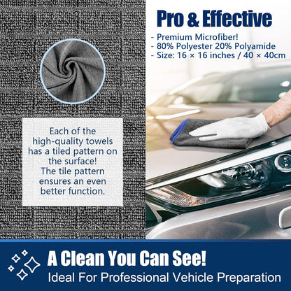Airlab Microfiber Towels for Cars Wash Drying Auto Detailing, Highly Absorbent, Lint-Free, Streak-Free, All-Purpose Cleaning Cloths for Household, 16" x 16", Pack of 8, Grey