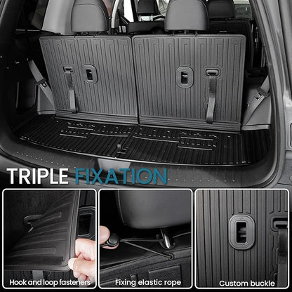 Floor Mats for 2024 2025 2026 Hyundai Santa Fe Car Mat Accessories(Fit Hybrid and Gas), All Weather TPE Cargo Mat Trunk Mat with Backrest Mats(Floor Mats+2-in-1 Cargo Mat)