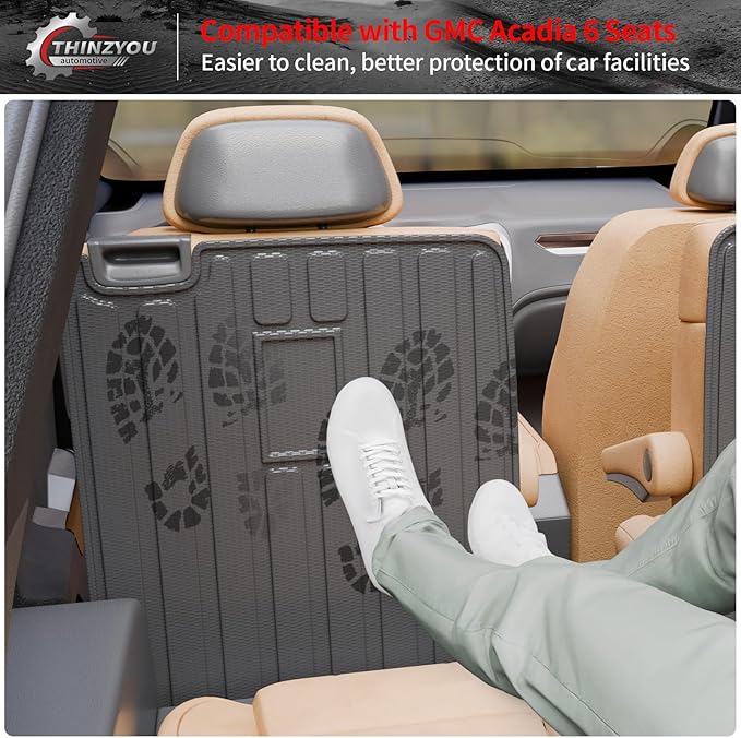 Kick Mats Compatible with 2017-2023 GMC Acadia 6 Seats Cargo Mat Cargo Liner Trunk Liner Trunk Mat Back Seat Cover Protector TPE All Weather 2022 Acadia Accessories (2nd Row Backrest Mats)