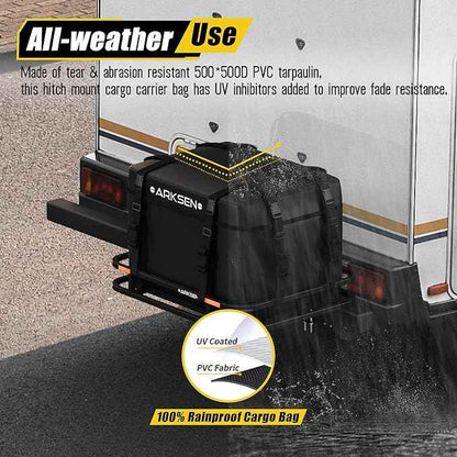 Arksen 8.9 Cu Ft Waterproof Hitch Cargo Carrier Bag – Fits 32 x 26 x 4 Inch Baskets (No Rack Needed), Large Storage for RV