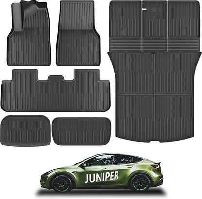 KARPAL Floor Mats for Tesla Model Y Juniper 2025 2026 5-Seater (Not Fit 7 Seats), All Weather TPE Floor Liners Front & Rear Trunk Cargo Liners Backrest Mats，Model Y Juniper Accessories 6PCS