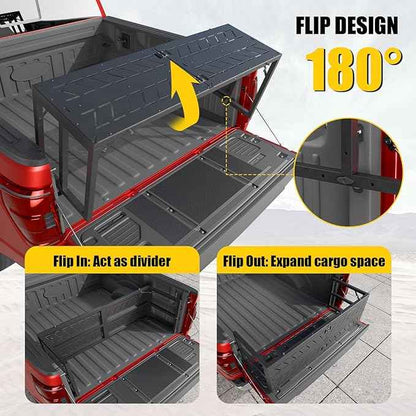 Truck Bed Extender Compatible with 2015-2026 Ford F150 2022-2025 F150 Lightning Flip-Over Pickup Bed Divider Aluminum Alloy Rotatable Tailgate Extension for 2025 F150 Accessories
