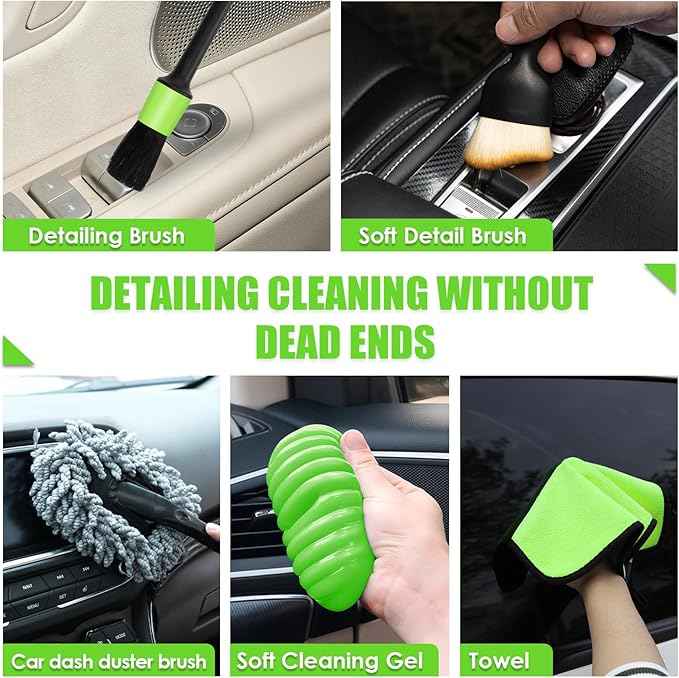 Viewsun 30pcs Car Cleaning Kit, Car Interior Detailing Kit with High Power Handheld Vacuum, Detailing Brush Set, Windshield Cleaner, Cleaning Gel, Complete Auto Accessories for Men, Women