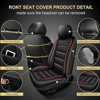 Car Seat Covers Fit for Nissan Altima 2010-2024 2025 2026 : Luxury Leather Automotive Front Seat Covers, Car Seat Protector(2PCS Front, Black&Redline)