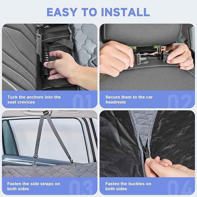 Dog Car Seat Cover for Back Seat - Extender With Hard Bottom Holds 400 lbs, Waterproof Protector With Mesh Window, Hammock for Car, SUV, Truck