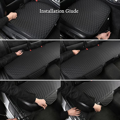 West Llama Pu Leather Car Seat Bottom Covers Protectors Include 1 Rear Bench Seat Cover Universal Fit 90% Vehicles,Beige