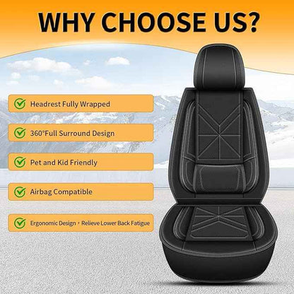 Car Seat Covers Full Set Fit for Nissan Altima 2010-2024 2025 2026 : 5 Seat Auto Interior Accessories, Waterproof Faux Leather Vehical Car Seat Cushions Cover（Black