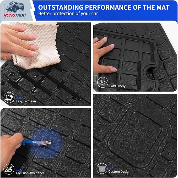 Rongtaod Cargo Mat Compatible with 2010-2024 Toyota 4Runner 5 Seats Trunk Mat Cargo Liner Back Seat Cover Protector 2023 Toyota 4 Runner Accessories (Trunk Mat+Backrest Mats,Fit Without Sliding Tray)