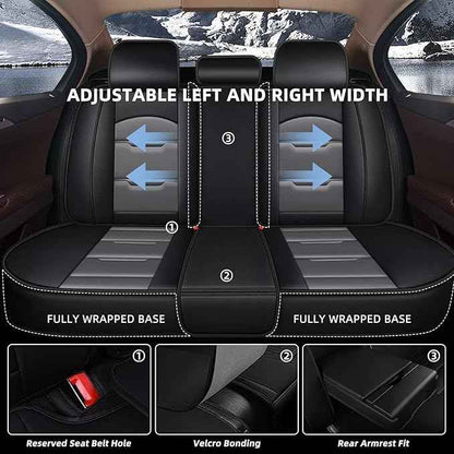 YORKNEIC Fit for Chevrolet Chevy Equinox Seat Covers 2007-2024 2025 2026 Faux Leather Waterproof Full Car Seat Covers Automotive Seat Protectors Cushions with Airbag Compatible(5 Full Set,Black&Grey)