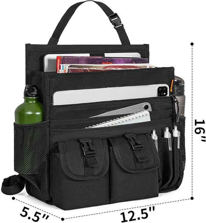 Car Front Seat Organizer Backseat Organizer with Dedicated Tablet Laptop Storage Adjustable Shoulder Strap Cup Holder Truck Seat Storage Universal Fits for Most of Car