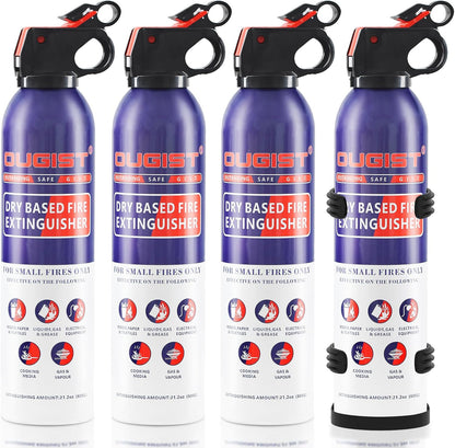 Fire Extinguisher for Home & Vehicle - 600g Fire Extinguisher | Grease & Electrical Fire Extinguisher for Kitchen, Car, Portable (4-Pack)