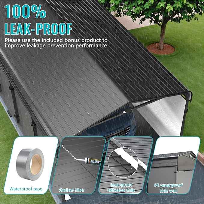 Metal Carport,12x20 Carport Canopy Heavy Duty All Weather,Car Tent Garage with Galvanized Metal Roof,Metal Car Ports for Snow,Outdoor Car Shelter,Grey