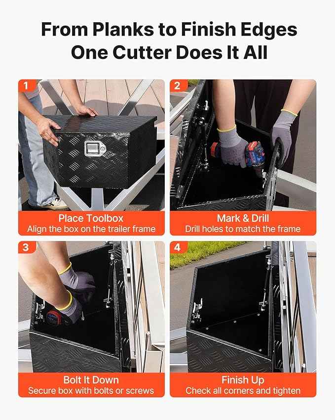 VEVOR Trailer Tongue Box, Heavy Duty Trailer Tongue Tool Box Storage Organizer with Lock & Keys, Utility Tool Chest for Pickup Truck Bed, RV, SUV, Off-Road Vehicle, Aluminum, 26" x 13" x 12", Black