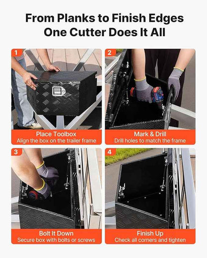 VEVOR Trailer Tongue Box, Heavy Duty Trailer Tongue Tool Box Storage Organizer with Lock & Keys, Utility Tool Chest for Pickup Truck Bed, RV, SUV, Off-Road Vehicle, Aluminum, 26" x 13" x 12", Black