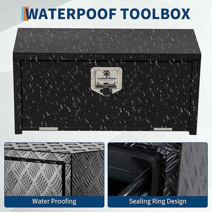 30 Inch Heavy Duty Aluminum Underbody Tool Box, Single Lock, Waterproof Square Truck Storage Chest for Pickup Bed, RV Trailer, Durable Organizer (30" X 12" X 14" - Black) – Rust-Resistant, Secure