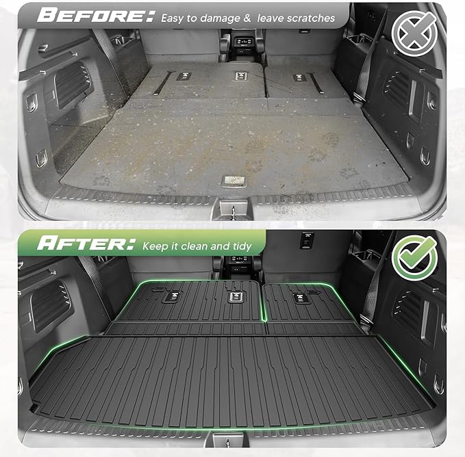 Cartist Floor Mats & Cargo Liner with Backrest Mat for Chevy Traverse 2024-2026 (7 Seats) & GMC Acadia 2024-2026 (7 Seats) & Buick Enclave 2025-2026 All Weather TPE Floor Mat for Traverse Accessories
