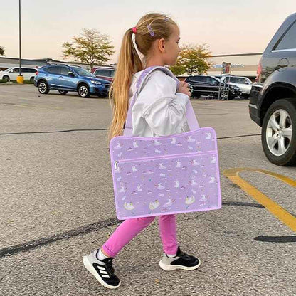 MENZOKE Kids Travel Tray for Toddler Car Seat, Toddler Gift for Girl Activities with Dry Erase Board & iPad Holder Stand, Road Trip Essentials Accessories Lap Tray for Girl as Birthday Gift, Purple