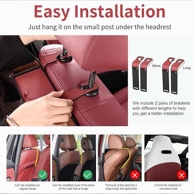 Car Rear Backseat Extra Multifunctional Drink Cup Holder Organizers With Tissue Storage Box Organizer & Hooks For Car Seat Back. Red
