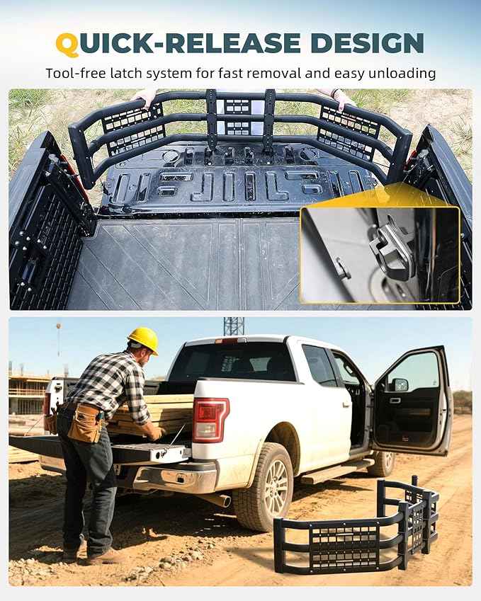 Truck Bed Extender Fit for 2015-2022 Chevrolet Colorado & GMC Canyon, 2022-2026 Hyundai Santa Cruz & Ford Maverick, 2011-2026 Ford Ranger, Upgraded Tailgate Extender with MOLLE Panel