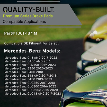 Premium Semi-Metallic Front Brake Pads (1001-1871M) Compatible with 2016-2023 Mercedes-Benz (C43 AMG/C450 AMG/CLS450/E350/E400/E43 AMG/E450/GLC250/GLC300/GLC350e/GLC43 AMG)