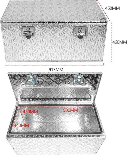36" x 18" x 18" Truck Tool Box Pickup Truck Bed Toolbox Heavy Duty Aluminum Underbody Truck Box Compatible With RV Trailers Storage Organizer with Lock & Keys Silver