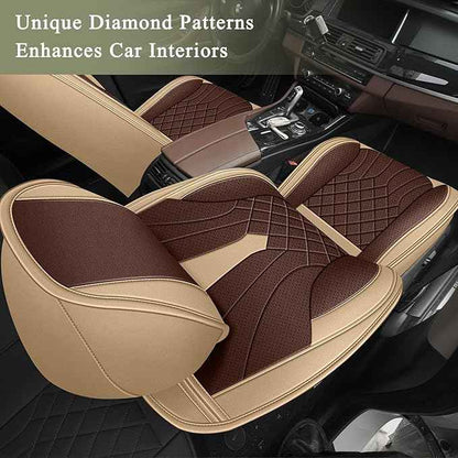 Breathable Car Seat Covers for Lexus GS 200t/350/450h 2007-2025 2026, Front Seats, Perforated Leather, Seat Protector, Interior Trim for Lexus GS Accessories (Beige&Brown)