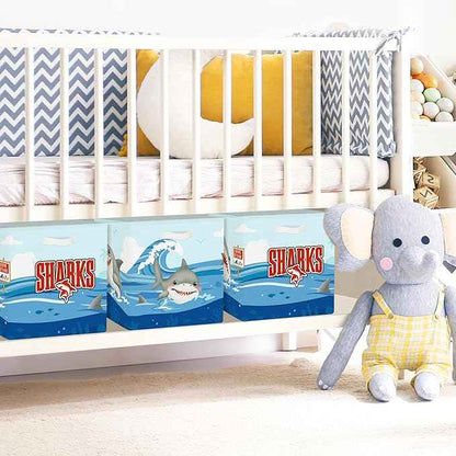 Clastyle Ocean Animals Storage Cube Organizer Set Foldable Closet Clothes Cube Storage Bin Storage Box Chest Book Shelf Basket,Shark,11.8x11.8x11.8 in