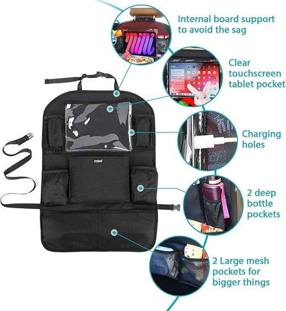 PIDO Car Seat Protector for Child Car Seat, Seat Back Organizer with Touch Screen Tablet Holder and 8 Pockets, Car Travel Accessories