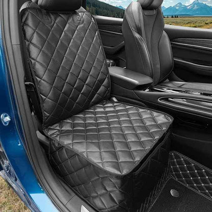 Car Seat Covers for Dogs–Waterproof PU Leather Car Front Seat Cover for Pets & Humans,Scratchproof Captain Seat Protector Fits Most Cars, Trucks, SUVs，Minivans(Black)