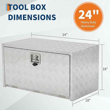 Trailer Tongue Box, Heavy Duty Storage With Lock and Keys, Utility Truck Tool Box Storage Organizer, Tool Chest for Pickup Truck Bed, RV, 24"x18"x18" (24"x18"x18"- Sliver)
